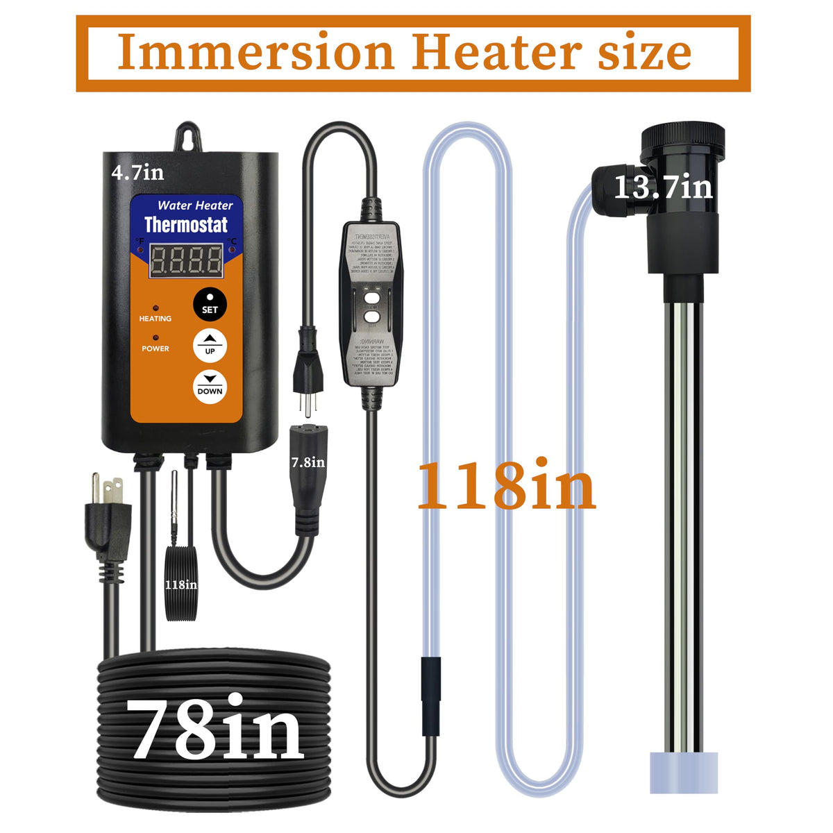LASTINGCAPE 1000W Fully Submersible, Portable Baptism Immersion Heater & Hot Tub Water Heater with Temp Control, GFCI Leakage Protection for Baptistry, Inflatable Pool, Swimming Pool,Spa, Hot Tub