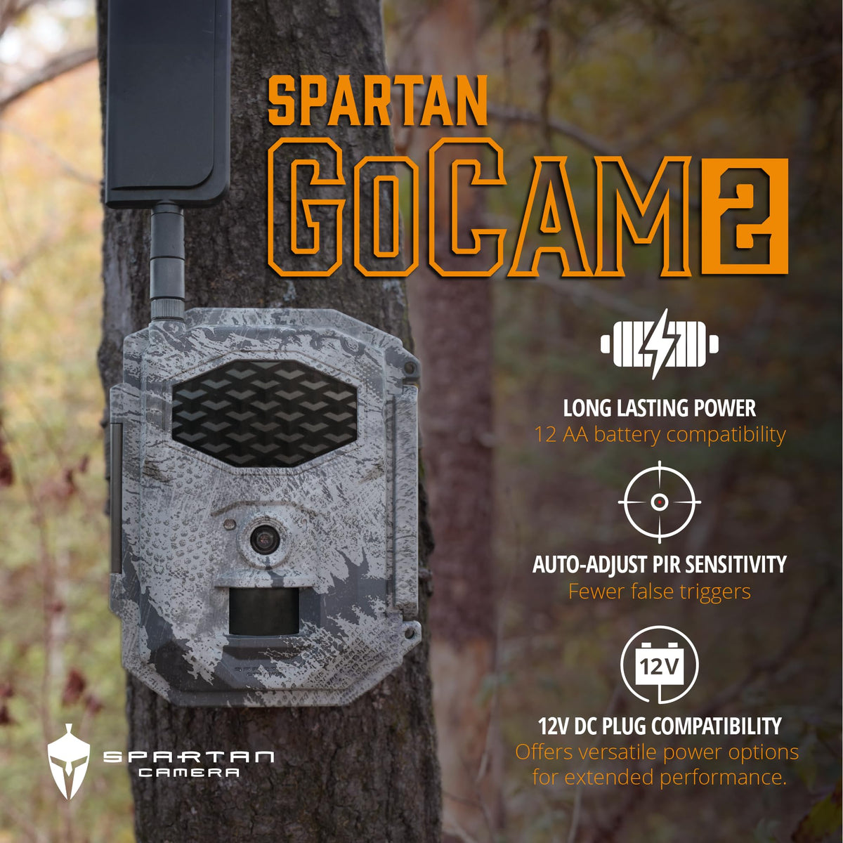 Spartan Camera GoCam2 Cellular, APP Control Trail Camera, 4G LTE, 1080P Video, FHD Photos, No Glow, Night Vision, Motion Activated, IP65 Water Resistant (Spartan Areus, Multi-Carrier)