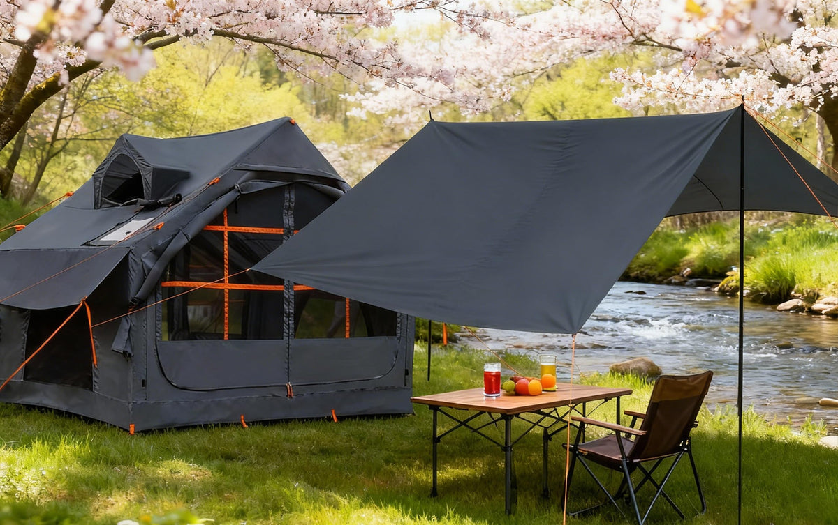4/6 Persons Inflatable Tents for Camping with Awning, Easy Setup Blow Up Tents for 4 Seasons Waterproof Inflatable Camping Tent,Wind Resistant Air Glamping Tents for Camping Adult