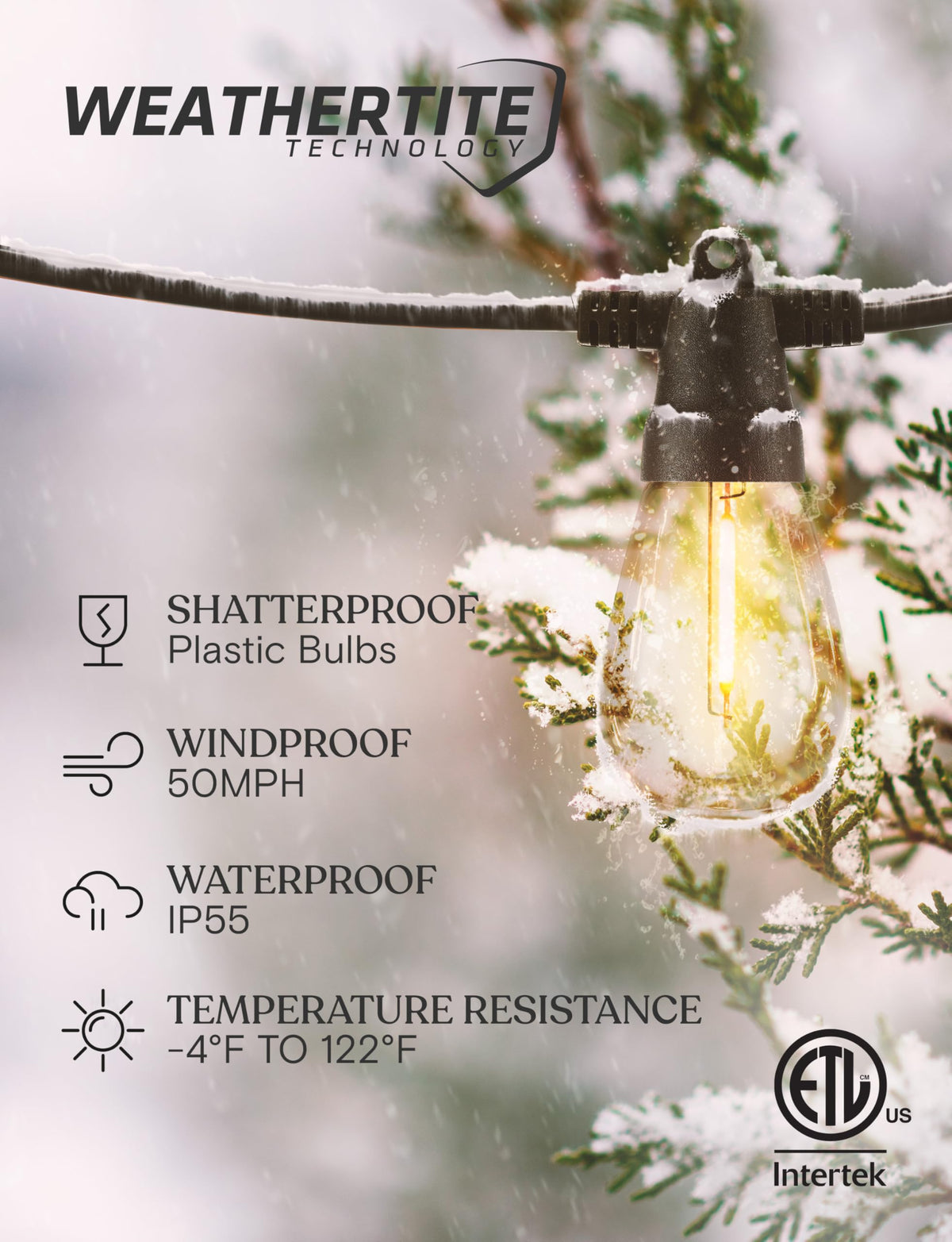 Brightech Bundle 104 (93+11) FT Ambience Pro Solar Powered Outdoor LED String Lights + String Light Poles - 2 Pack