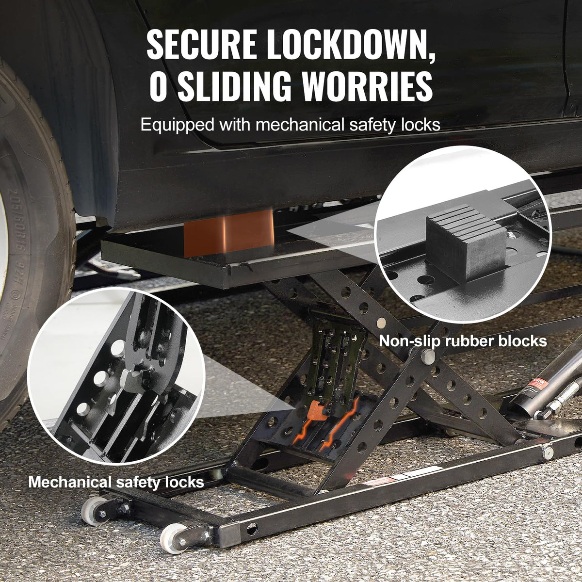 VEVOR Portable Car Lift - 7,000 LBS Capacity, 26.8" Max. Height, Heavy-Duty Carbon Steel Truck Lift with 120V Power Unit
