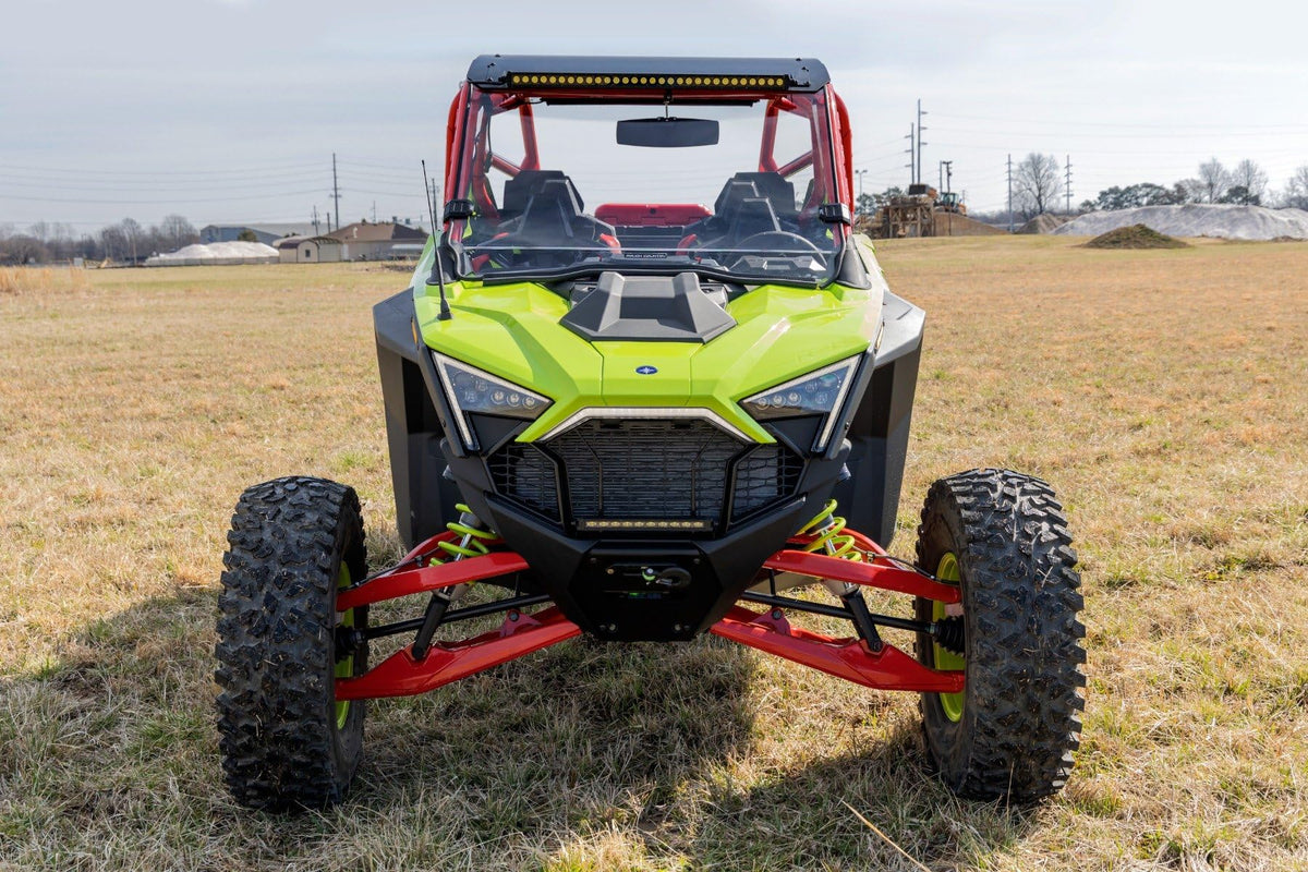 Rough Country 6,500 LB Winch Kit for Polaris RZR Pro R - Heavy Duty Mount, Pro Series UTV Winch with 50' Synthetic Rope & 10" LED Light Bar, Bolt-On Upgrade