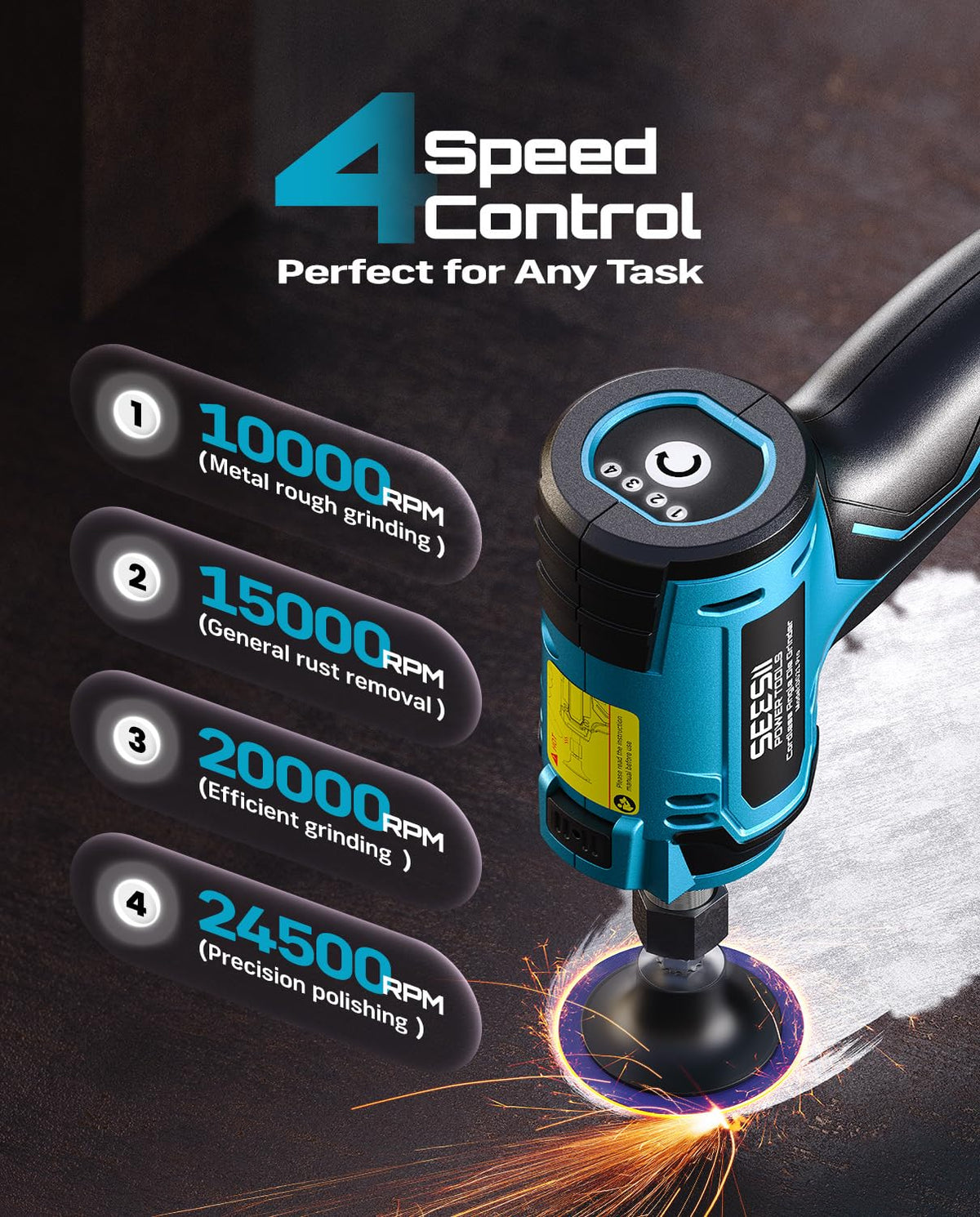SEESII Electric Cordless Car Jack +Cordless Right Angle Die Grinder Kit