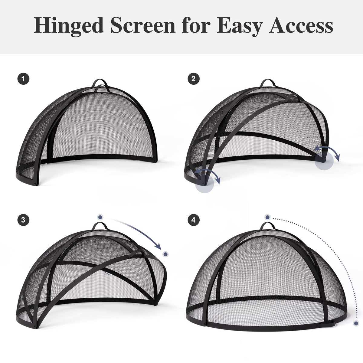 SUNCREAT Heavy-Duty Fire Pit Screen, Steel Mesh Round Spark Screen with Handle, 35 Inch