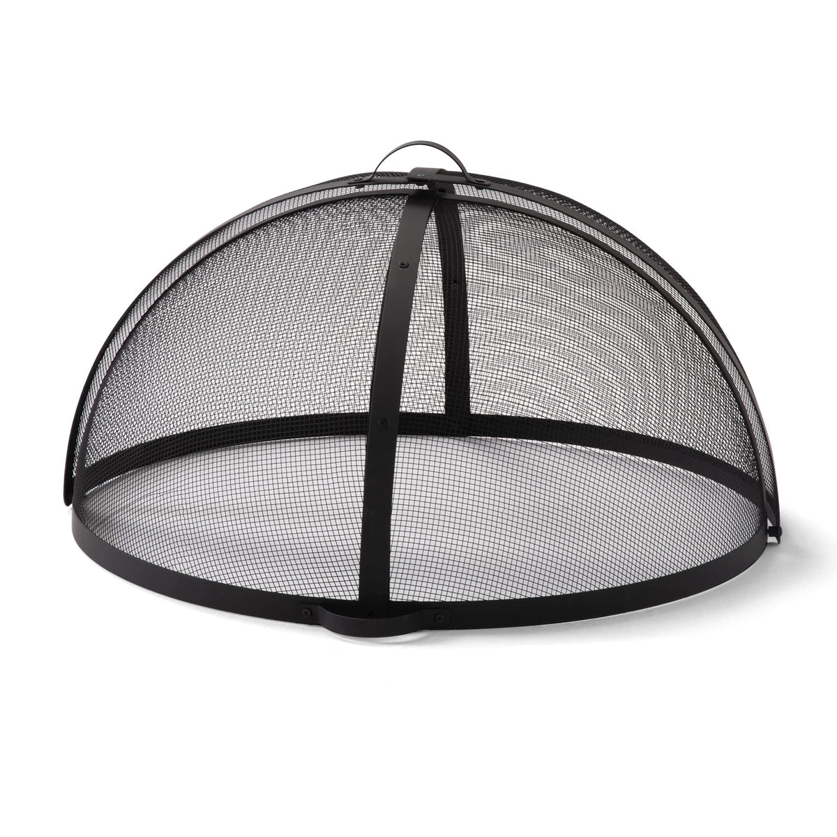 SUNCREAT Outdoor Fire Pit Spark Screen Cover Accessory, Patio Round Easy-Opening Fire Mesh Screen Guard, Heavy Duty Steel Fire Pit Ember Lid with Hinge, 32 Inch