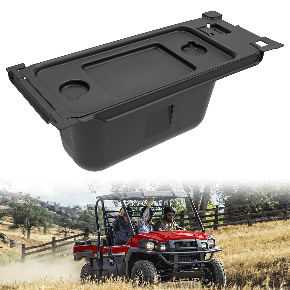 SAUTVS Under Seat Storage Box, Underseat Storage Bin Set Organizer Tray for Kawasaki Mule PRO-FX FXR FXT DX DXT 2015-2025 Accessories, Replace #99994-1463