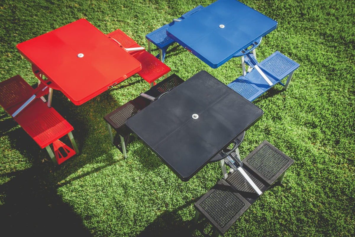 PICNIC TIME NCAA Louisville Cardinals Football Field Folding Picnic Table - Camping Table - Outdoor Table with Umbrella Hole, (Red)