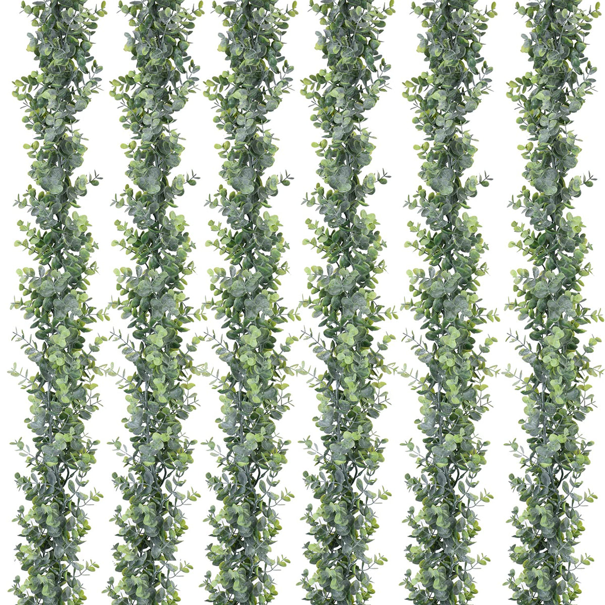 DearHouse 6 Pack Faux Eucalyptus Garland Plant, Artificial Vines Hanging Eucalyptus Leaves Greenery Garland for Wedding Backdrop Arch Wall Decor, 5.9 Feet/pcs UV Protected Indoor Outdoor
