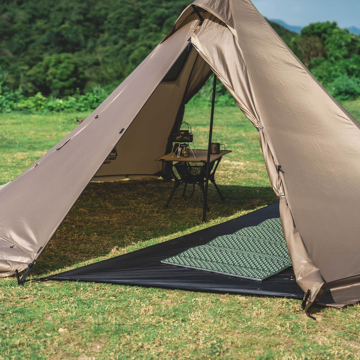 OneTigris Smokey HUT Hot Tent with Stove Jack, Ultralight 4 Season Tipi Tent with Snow Skirt & Detachable Floor for Camping, Hiking, Bushcraft, Backpacking