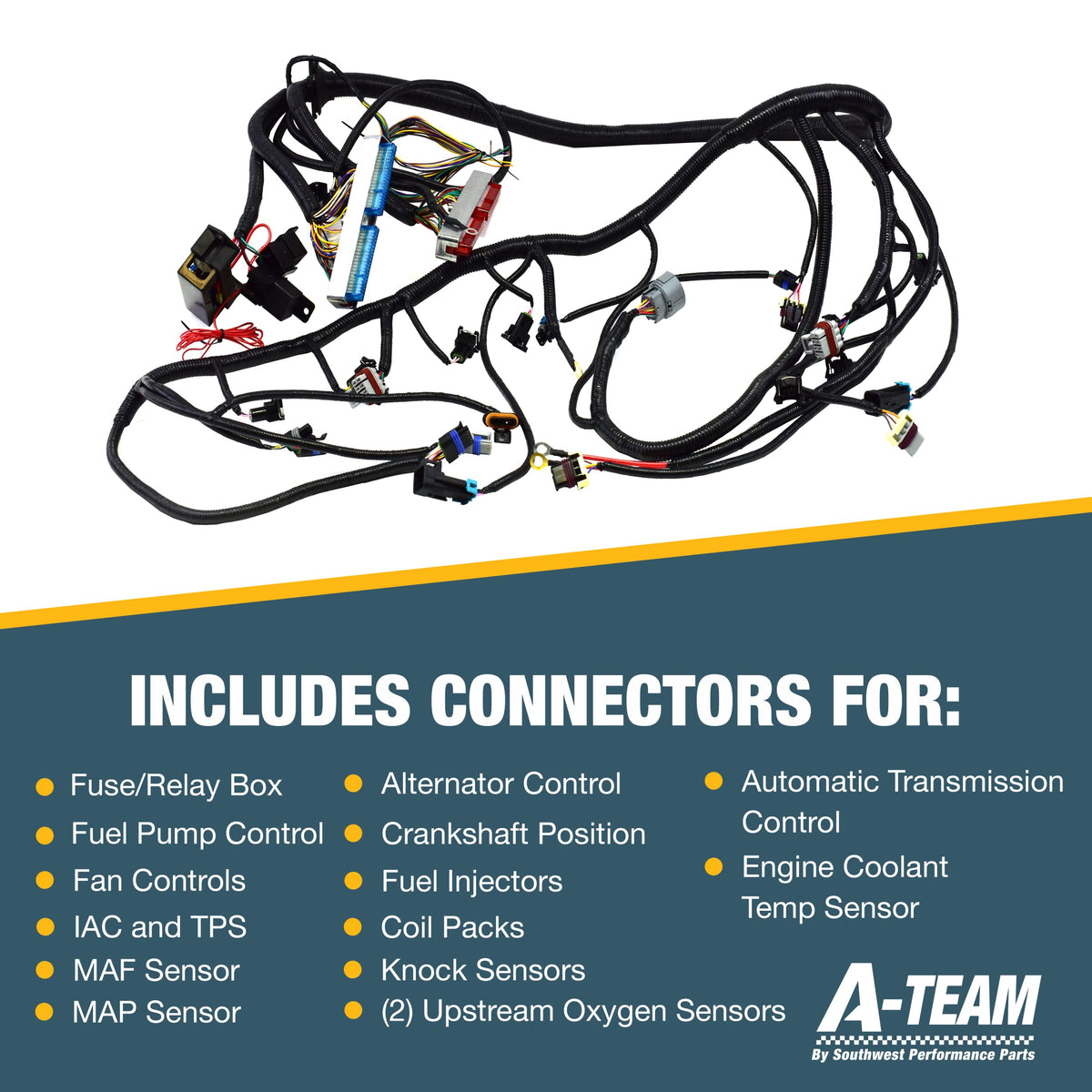 A-Team Performance - Standalone Wiring Harness W/4L60E Drive by Cable - Compatible with 4.8 5.3 6.0 GM LS LS1 LS6 LS Truck Swap Vortec 1999-2003 - Easy to Use Wiring Harness - Includes Connectors