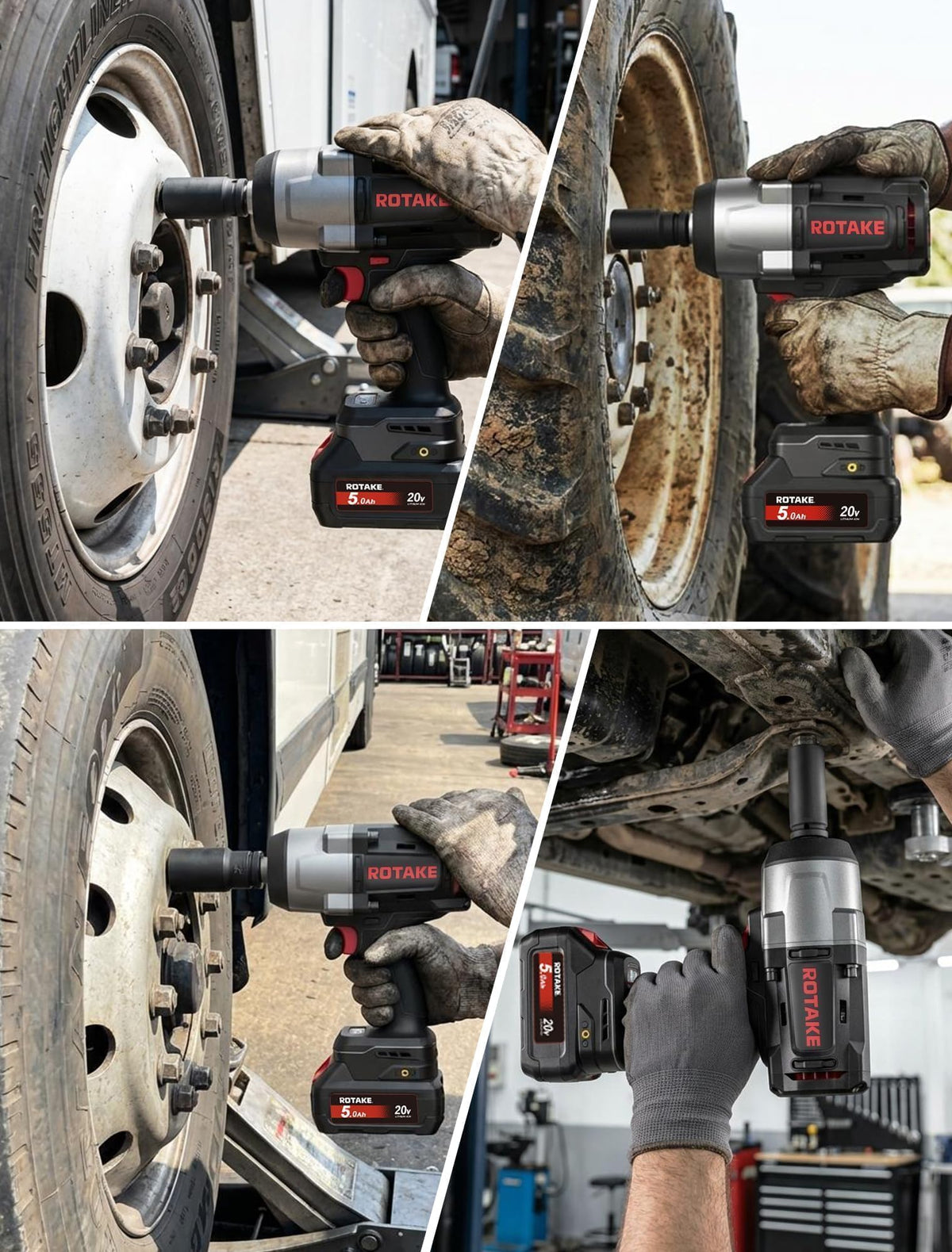 ROTAKE TB4 3/4" Impact Wrench Kit + 20B5 5.0Ah Battery Bundle: 1480 FT-LBS High Torque Gun with TWO 5.0Ah Batteries