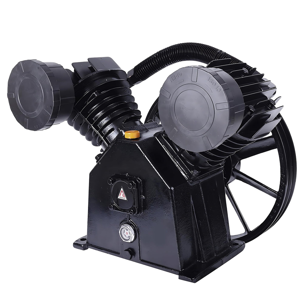 Cast Iron Twin Cylinder Air Compressor Pump Replacement, 145PSI 4HP, 8Bar