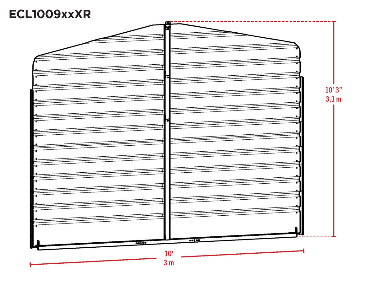 Arrow 10' x 9' All-Weather Galvanized Steel Rear Carport Enclosure Wall Kit with Frame and Hardware, Eggshell