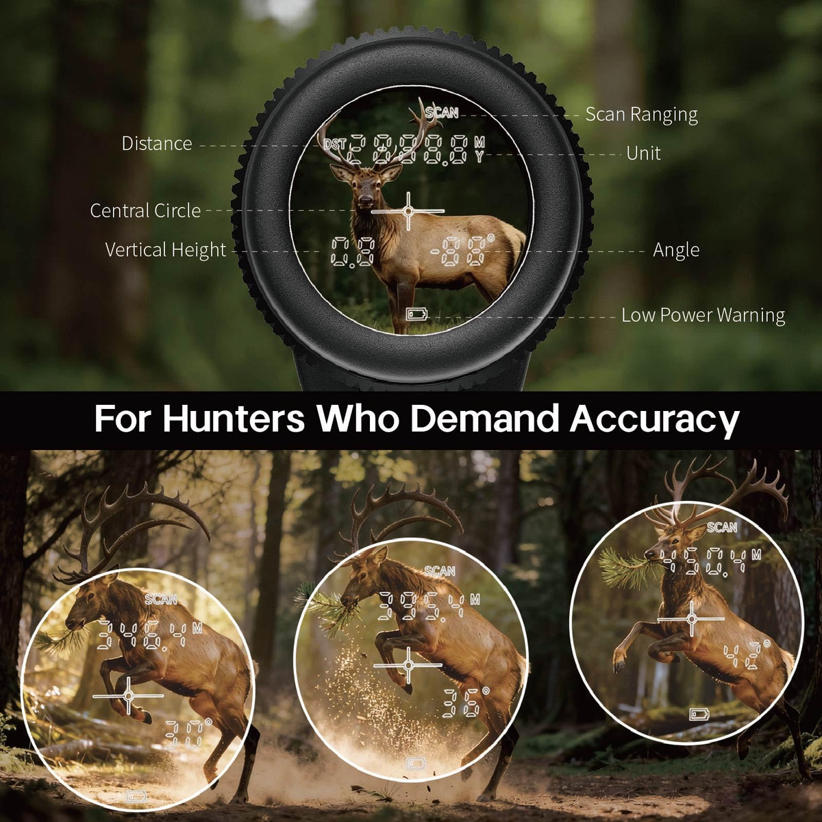 Gravoptics Rangefinder Binoculars for Hunting, 1968 Yard Long Range Laser Rangefinding 10x42mm HD, Fast 0.15s IP65 Waterproof ±0.5m Accuracy Compact Range Finder for Hiking, Golf, Outdoor Adventures
