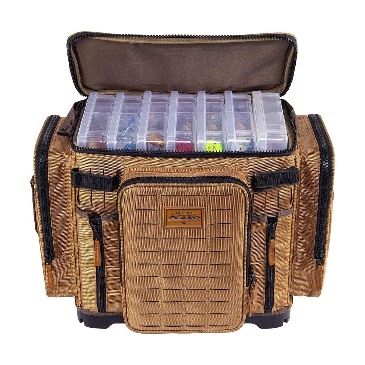 Plano Guide Series 3700 XL Tackle Bag, Beige 1680 Denier Fabric with Waterproof Base, Includes 10 StowAway Utility Organization Boxes, Large Premium Fishing Storage