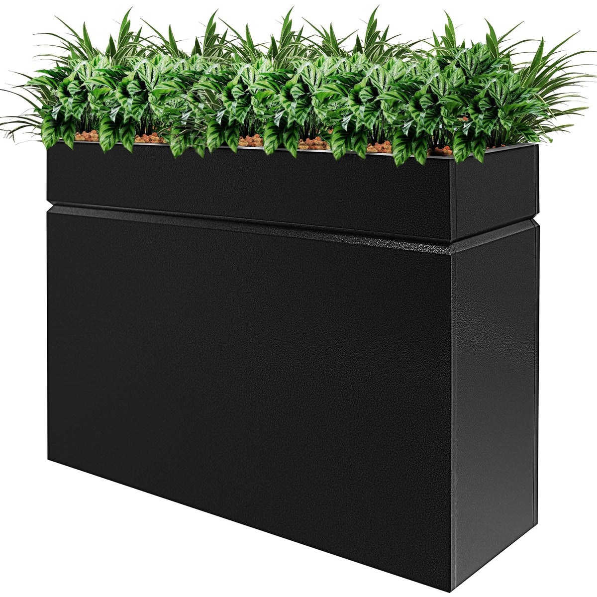 HONYTA Metal Rectangular Planter Box, Powder Coating Steel Large Planters 35" L x 12" W x 26" H with Drainage Hole, Indoor Outdoor All-Weather Use for Home, Porch, Patio, Garden(Black)