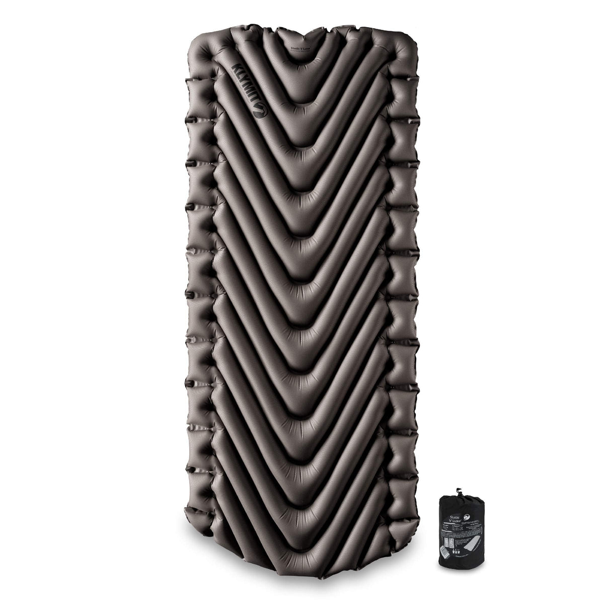 Klymit Static V Luxe Sleeping Pad, Lightweight Lofted Camping Air Mattress for Tents and Cars with Body Mapping Tech, 3 In Thick Grey