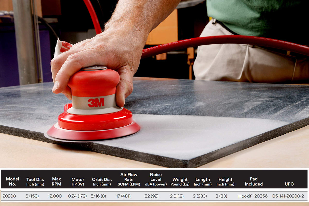 3M Self-Generated Vacuum Random Orbital Sander 20208, 6 in, 5/16 in Orbit, 1 per case