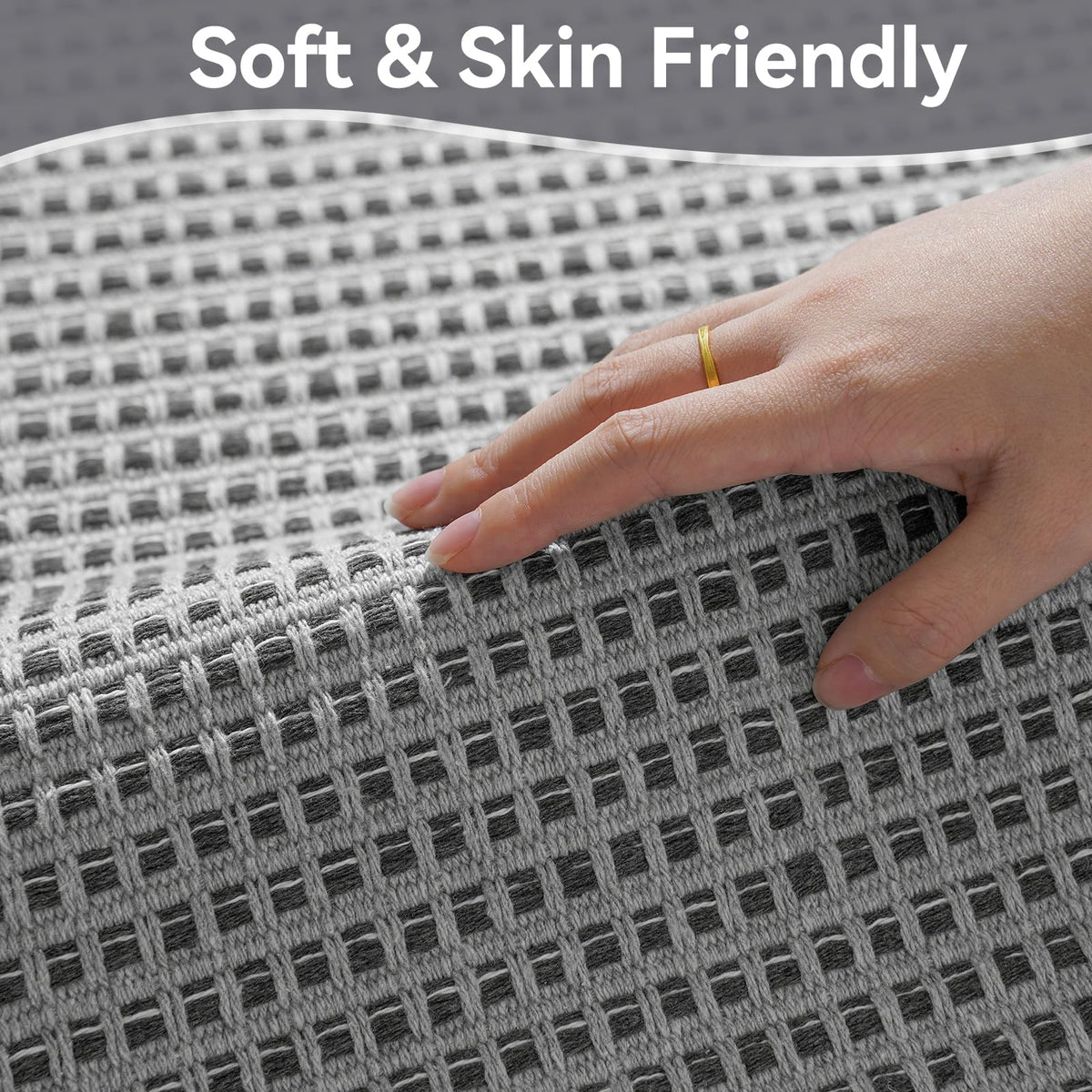 QiCaiJia Washable Runner Rug - 2x6 Rug Runners for Hallways Non Slip, Woven Kitchen Rugs, Stain Resistant Soft Entryway Rugs for Living Room Laundry Bathroom Indoor Door Mat (2'x6', Grey)