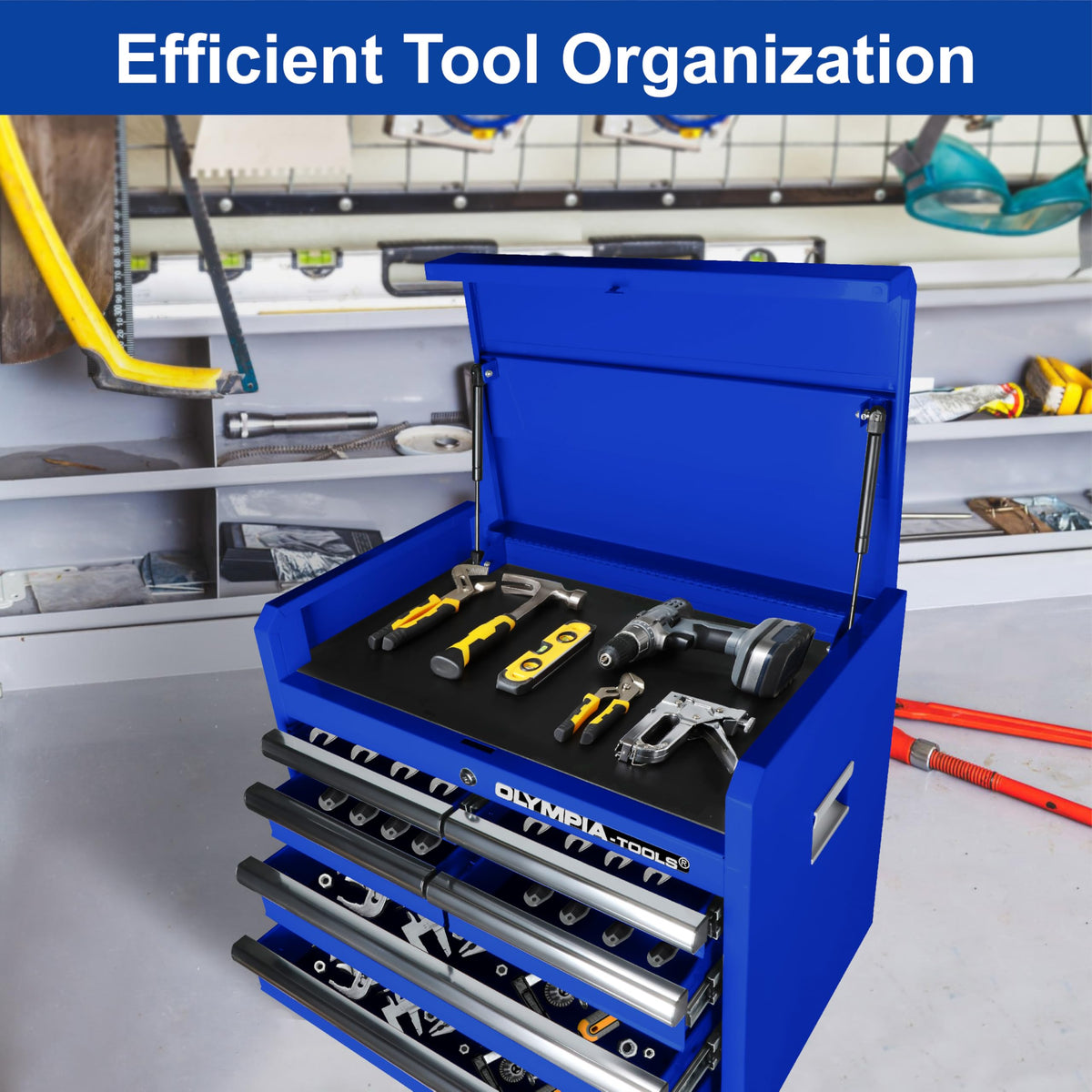 Olympia Tools 26in Tool Chest with 6 Drawes, Portable Metal Tool Box for Garage, Home and Warehouse, Capacity Holds Up to 100-lb in Each Drawer