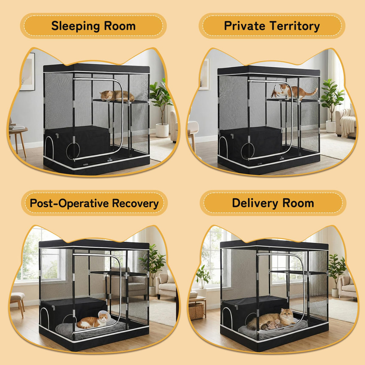 Large Cat Cage, Cat Enclosure Indoor, Cat Playpen for Adult Cats, Kittens & Small Animals, Multi-Level Kennel, Spacious Multi-Level Cat Cage for Indoor Use, Safe Playpen for Small Pets