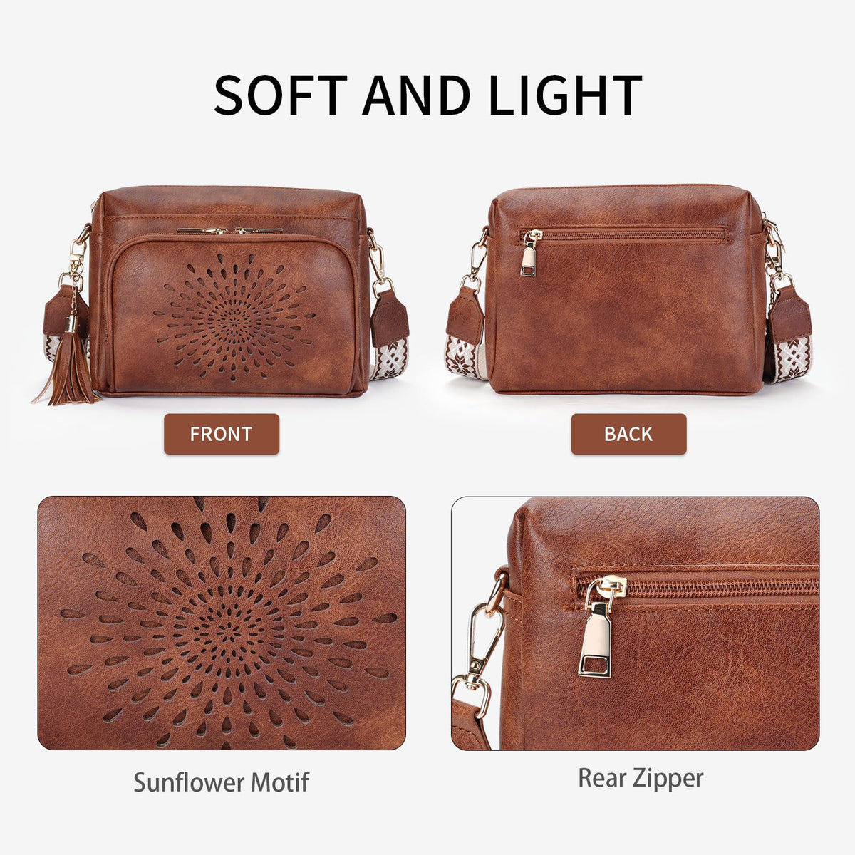 APHISON Crossbody Bags for Women, Vegan Leather Sunflower Crossbody Phone Purse Shoulder Handbags with Adjustable Strap