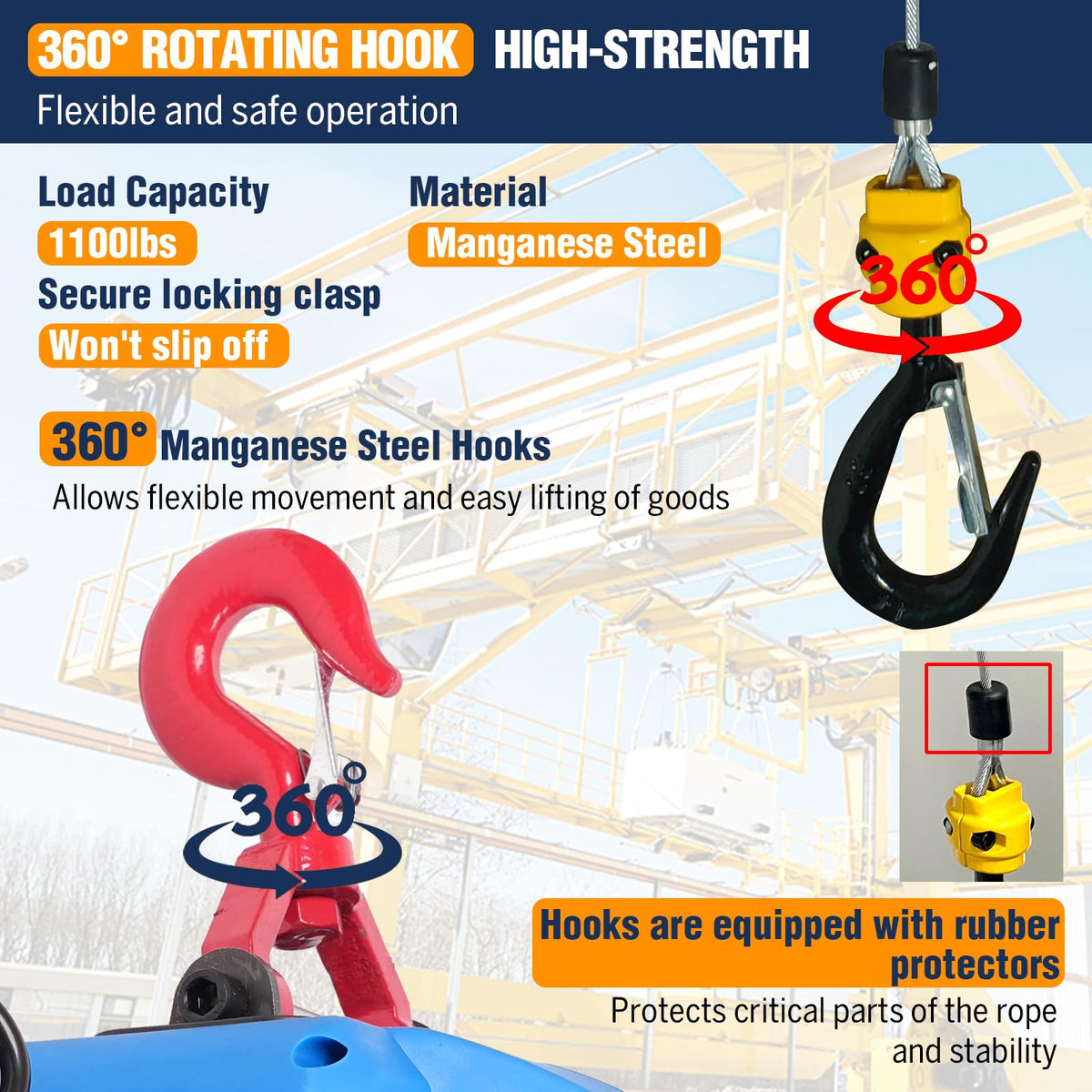 Bigorenda 3-in-1 Electric Hoist Winch,1100lb Capacity, Portable Electric Power Winch with Wire Wireless Remote Control,110V Electric Hoist Crane,26FT Lifting Height,for Warehouse,Garage,Lifting Towing