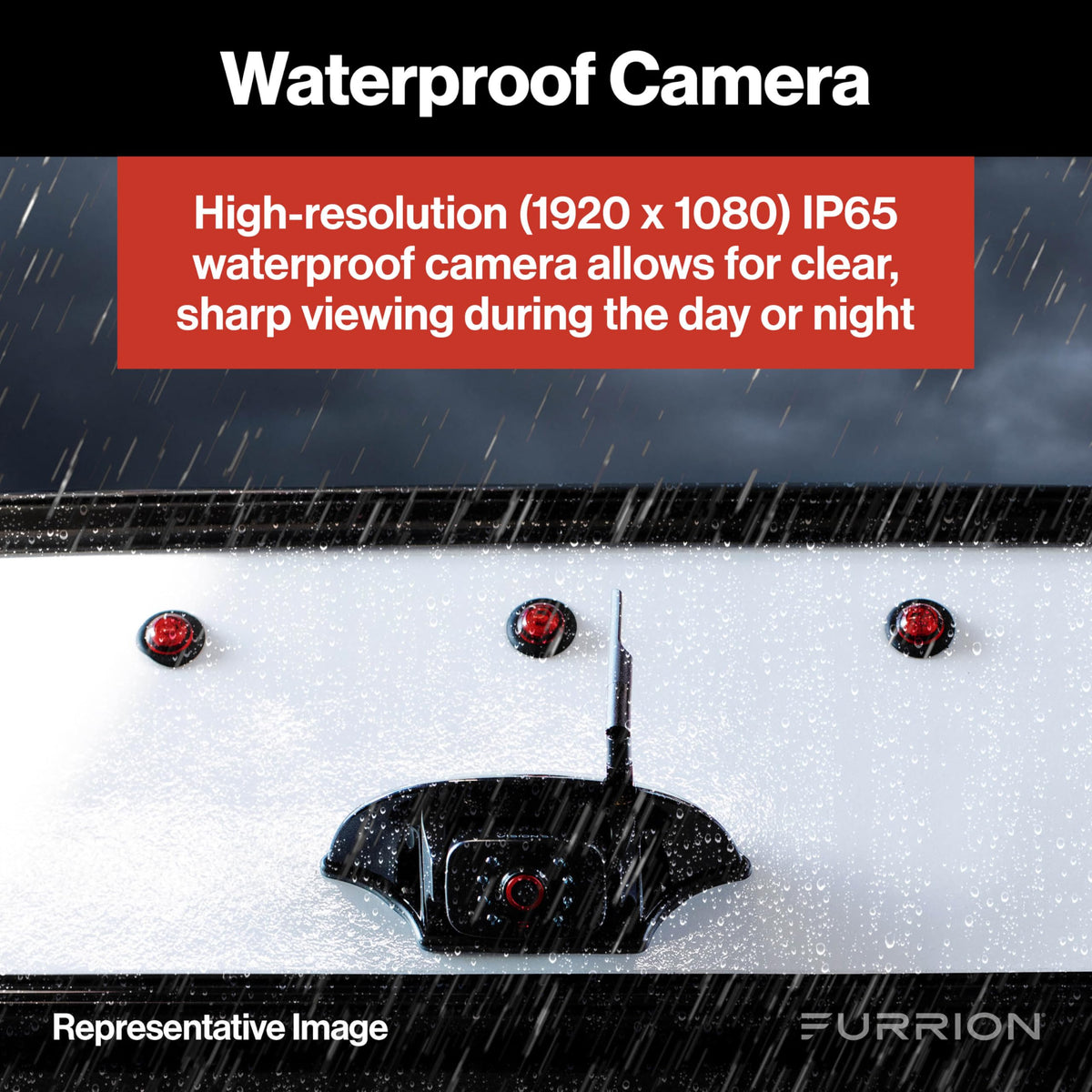 Furrion Vision S+ RV Observation System with 7" Monitor, Left/Right Side Cameras with LED Marker Lights, Sharkfin, Infrared Night Vision, Live Streaming, Wide Viewing Angle - FOS7HTAEN