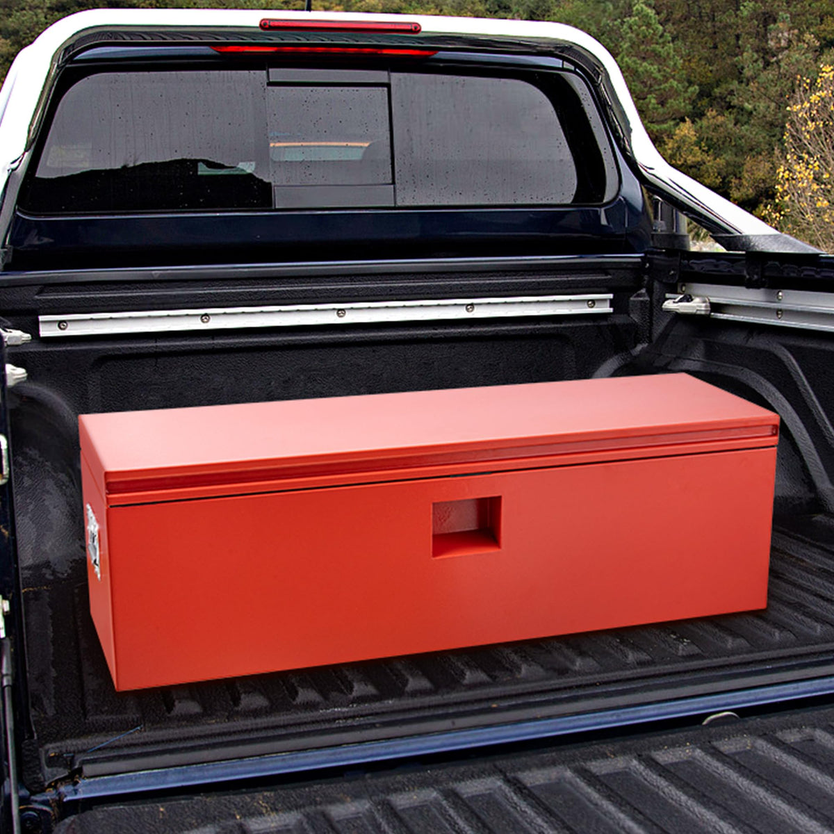 CABIHOME 30-Inch Heavy Duty Steel Truck Tool Box, Lockable & Weatherproof Jobsite Storage Chest with Hydraulic Lid for Pickup Trucks & Trailers
