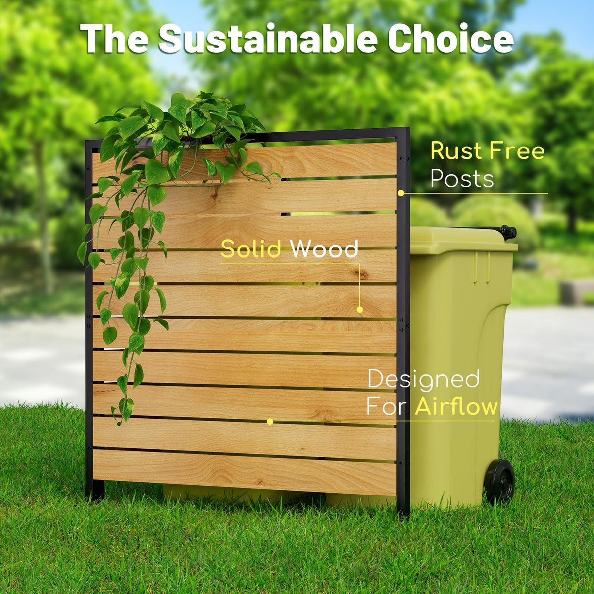 2 Panels No Dig Wooden Privacy Fence Screen, 42" H X 40" W Outdoor Air Conditioner Fences, Hide Trash Bins Or Ac Units, Decorative Garden, Patio, Backyard Fence -Temporary Fencing