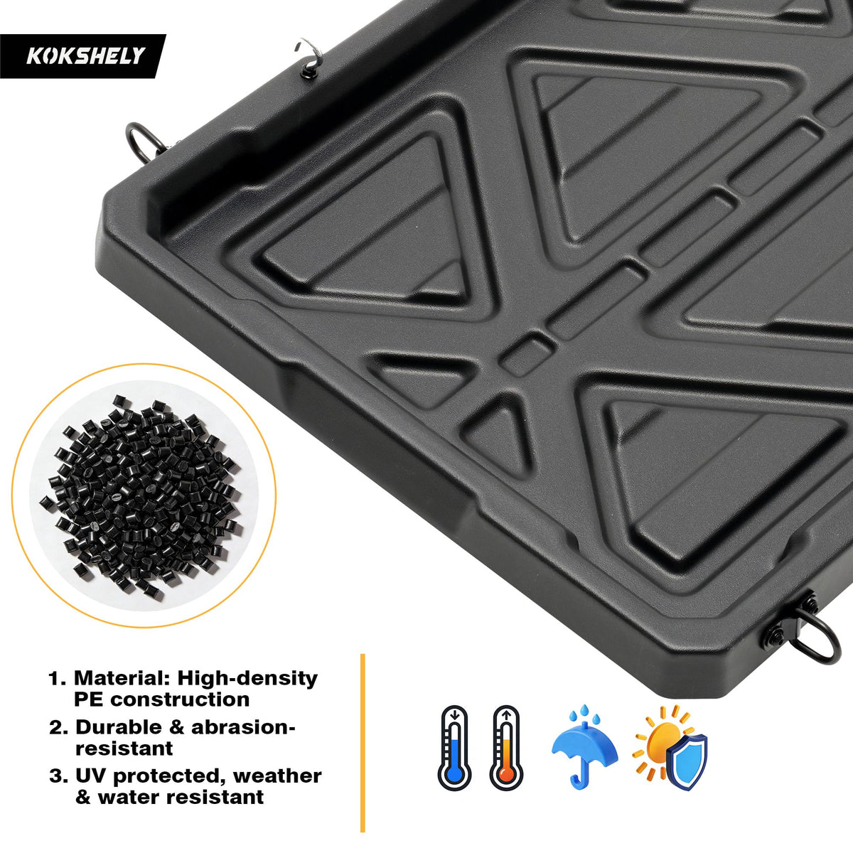 KOKSHELY Truck Bed Slide Out Cargo Tray, 56" L x 42.9" W Size Slide-Out Truck Bed Organizer Tray for 5’+Long Beds, Sliding Truck Organizers and Storage Tray with Open Hooks & Elastic Cargo Net
