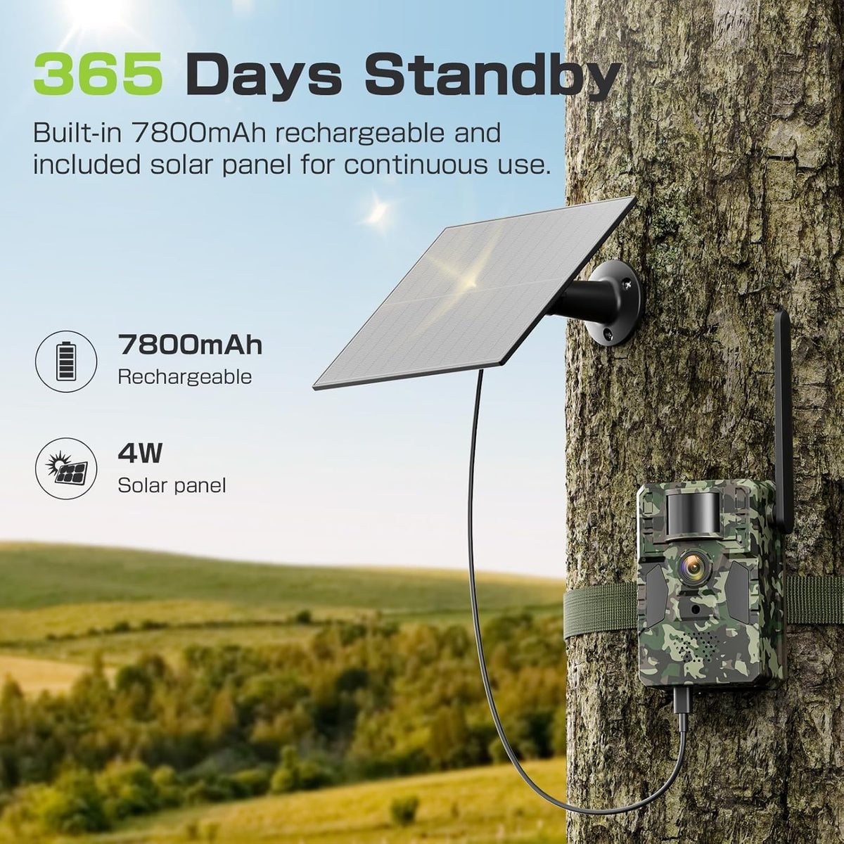 TKENPRO 4G LTE Cellular Trail Camera, Unlimited Data Plan AI Animal Detection with 2K Live Video Game Camera, No WiFi Needed, IP66 Water-Resistant Trail cam Night Vision & Motion-Activated