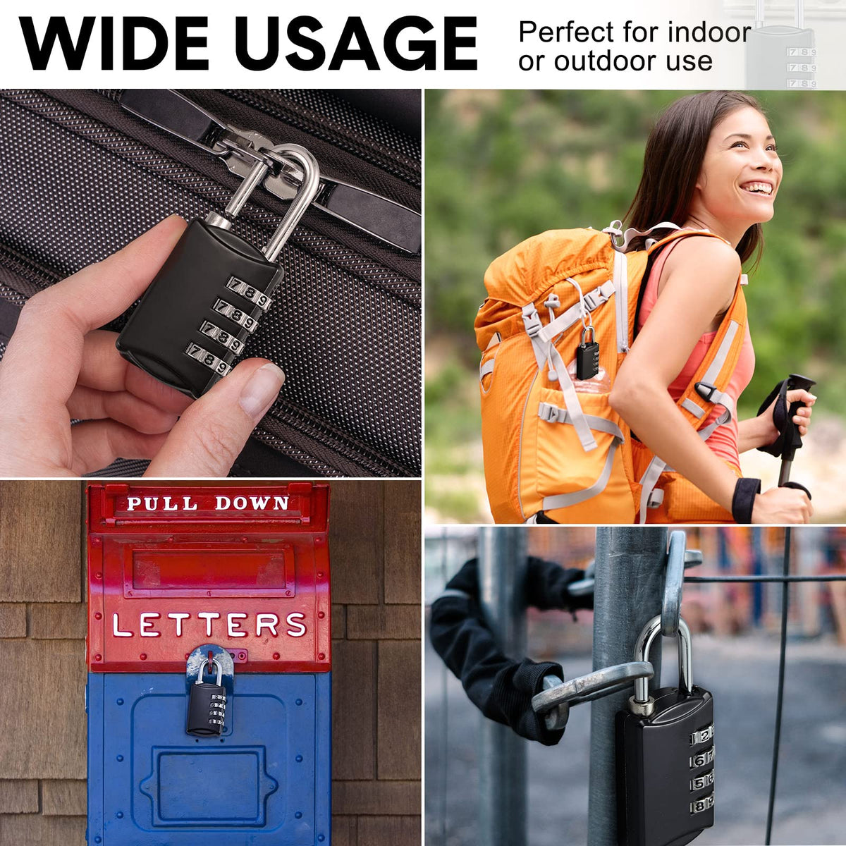 100 Pcs 4 Digit Combination Lock Bulk Small 4 Digit Combo Locks Waterproof Outdoor Combo Locker Black Keyless Number Padlock for Traveling Luggage Toolbox Gym Door Locker Suitcases Fence Cabinet