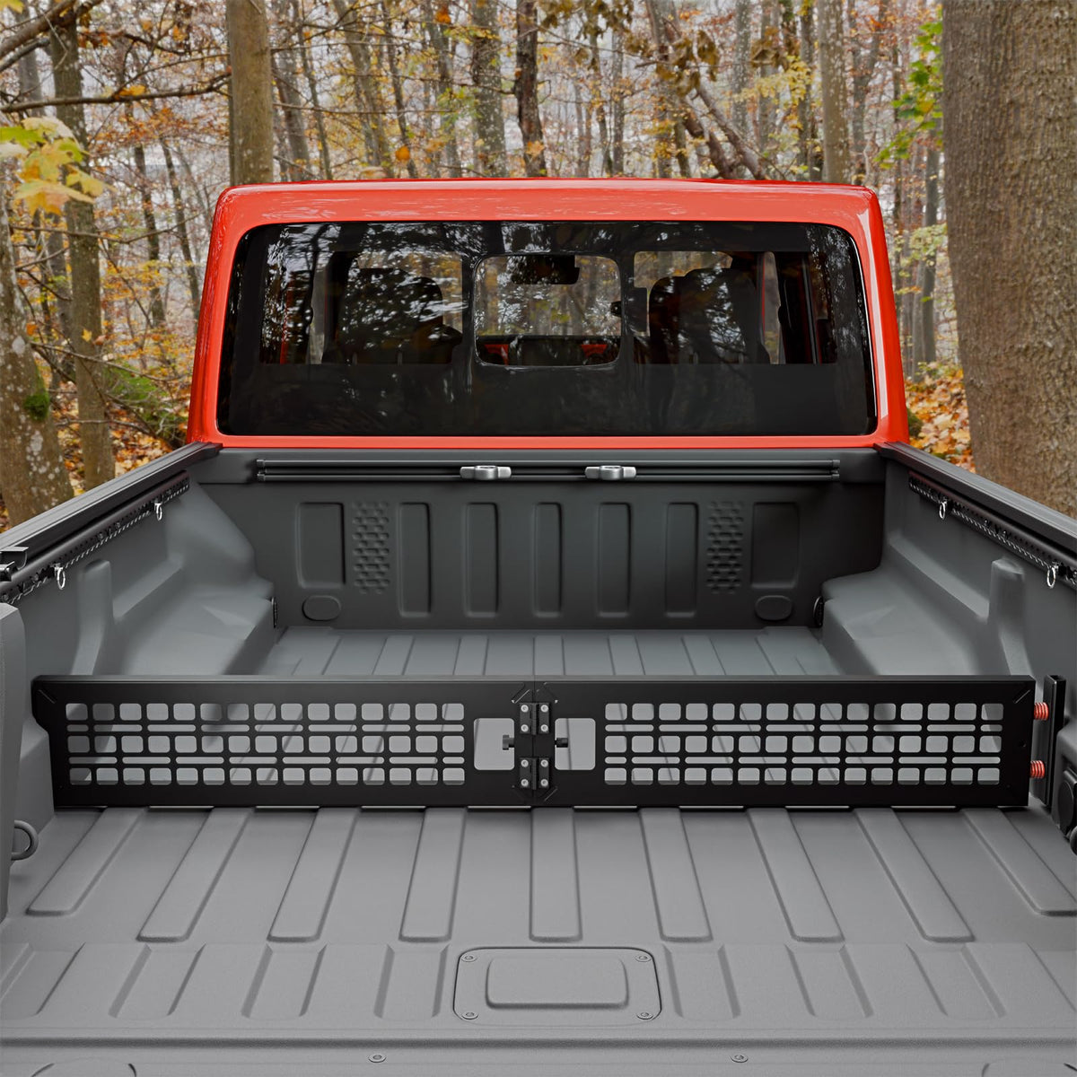 Maxzina Truck Bed Divider Compatible with 2020-2025 2026 Jeep Gladiator Cargo Divider Trunk Organizer Aluminum Alloy Luggage Divider Replacement with Molle Panel for 2024 Gladiator Accessories