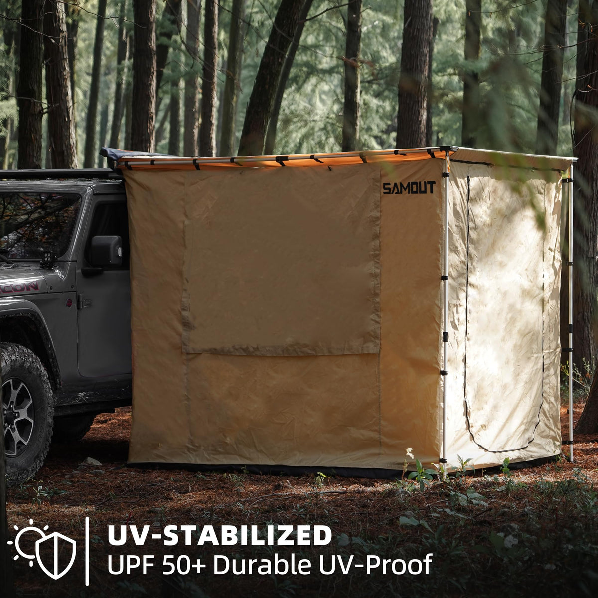 SAMOUT Vehicle Awning Room 6.6' x 8.2' Rip-Stop 420D Oxford Side Awning With PVC Floor, Waterproof & Wind Resistance, Easy Setup Design (Room Only)