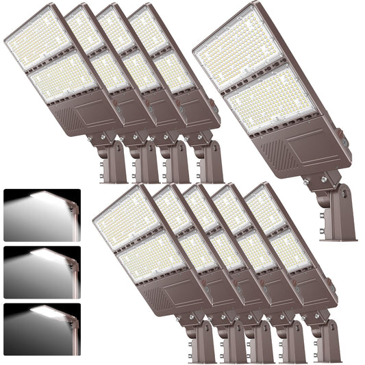 ADUB 10PCS LED Parking Lot Lights 320W 250W 200W, LED Shoebox Light 5000K Adjustable Slip Fit, UL Listed Outdoor Street Lamp with Photocell, IP65 Waterproof Commercial Area Flood Lighting AC100-277V