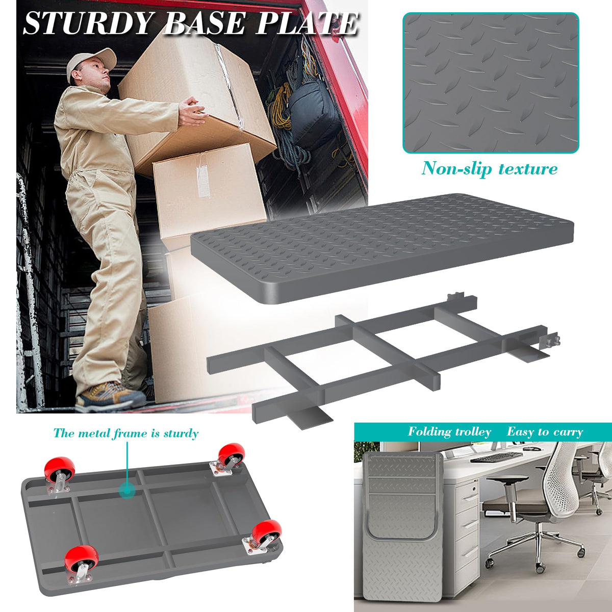 Platform Truck Foldable Flatbed Cart 24'' x 48'' Heavy Duty Push Cart Dolly 2600LBS Capacity Large Platform Cart w/ 5'' Swivel Wheels for Groceries, Garage, Warehouse