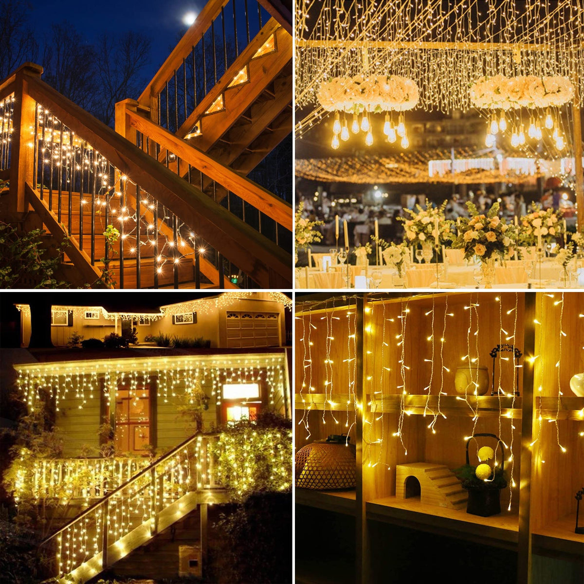 kemooie 400 LED Outdoor Curtain Lights, 26.2FT x 3.3FT Curtain String Lights with 8 Shining Modes for Indoor Ceremony Birthday Christmas Party Bedroom Balcony Roof Decorations (Warm White)