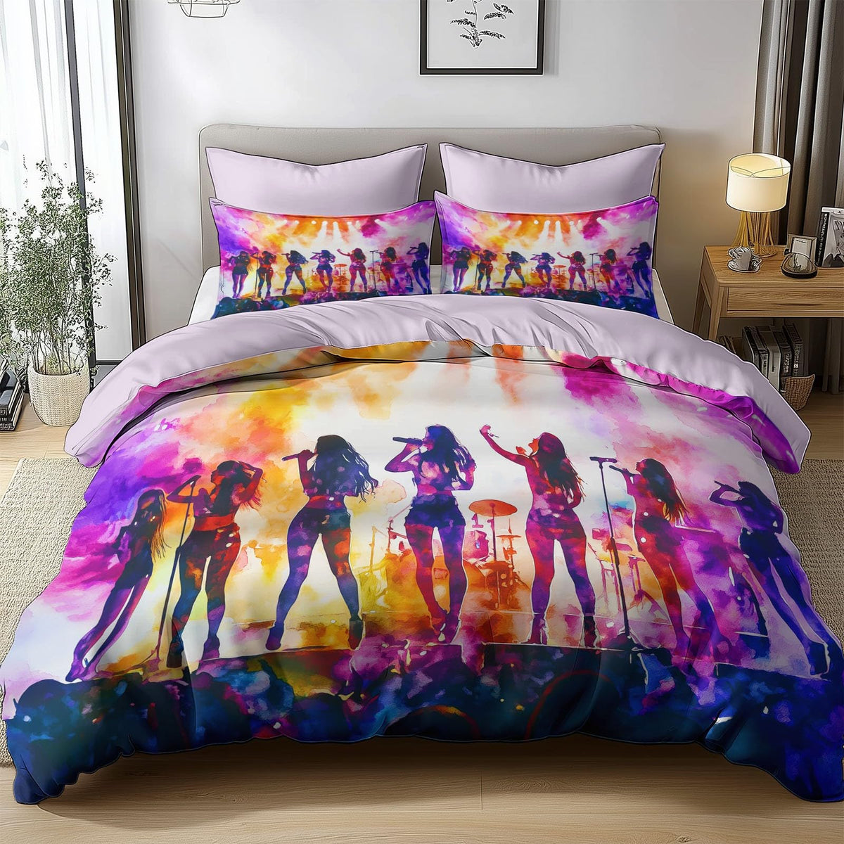 Queen Duvet Cover Set Pink, K-Pop Girl Group Bedding 3 Piece Set with Zipper Closure Breathable Cozy, 1 Duvet Cover 90 x 90 inches and 2 Pillow Shams