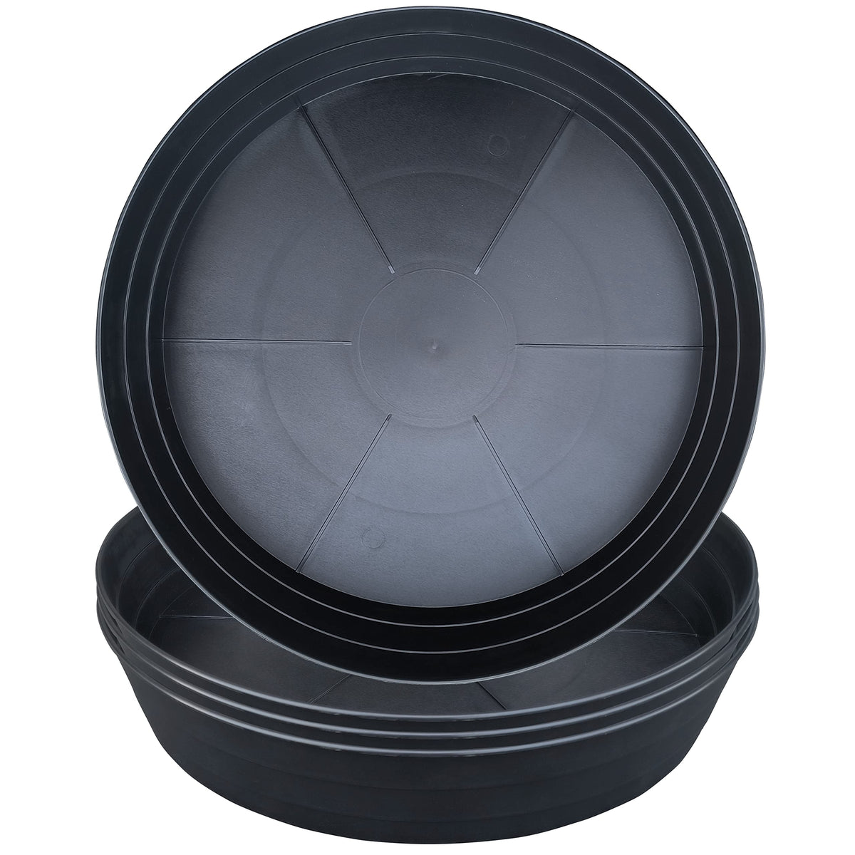 Plant Saucer 10 12 14 16 18 20 25 Inch Extra-Deep Plant Trays for Flower Pot, Heavy Drainage Tray for Indoors No Holes, 4 Pack of Plastic Plant saucers Water Catcher for Pots Base (10 Inch, Black)