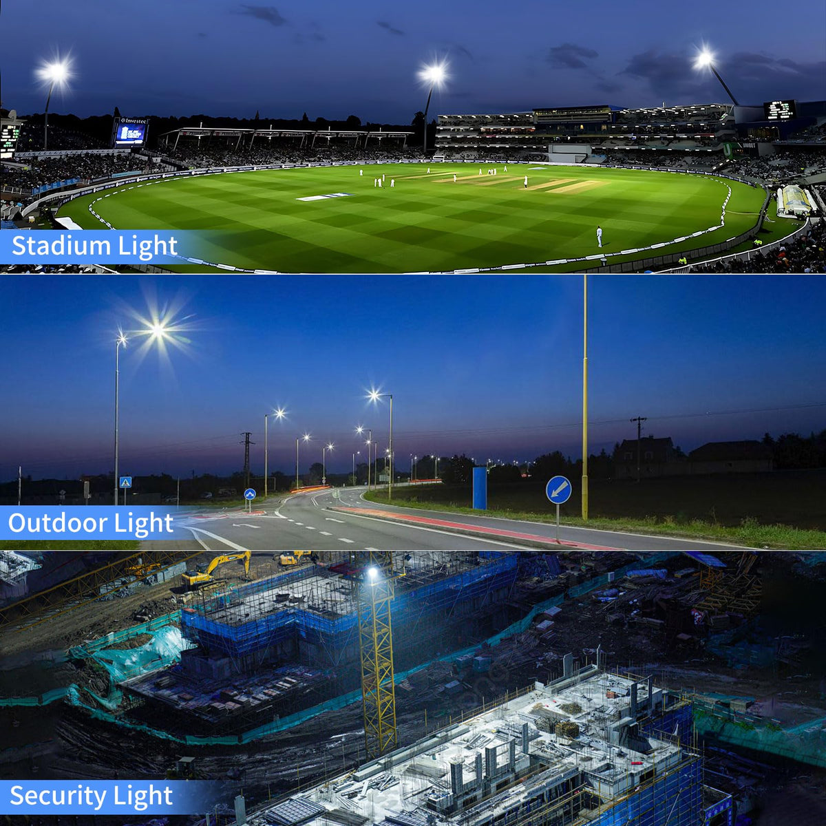 ISUERFY 300W LED Flood Light Outdoor with Plug, 36000LM Ultra Brighter Security Light, IP66 Waterproof Exterior Plug in Floodlight, 5000K Daylight White for Lawn Yard Garden Stadium(2 Pack)