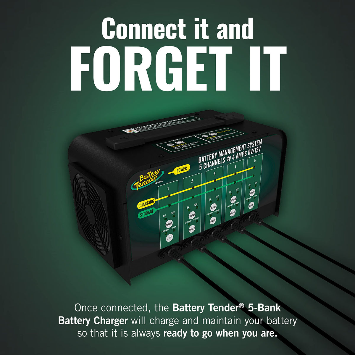Battery Tender 5 Bank Multibank Charger - 20 AMP (4 AMPs Per Bank) - Selectable 12V / 6V - Smart and Switchable 12V Multi Battery Charger and Maintainer for Automotive and Marine - 021-0133-DL-WH