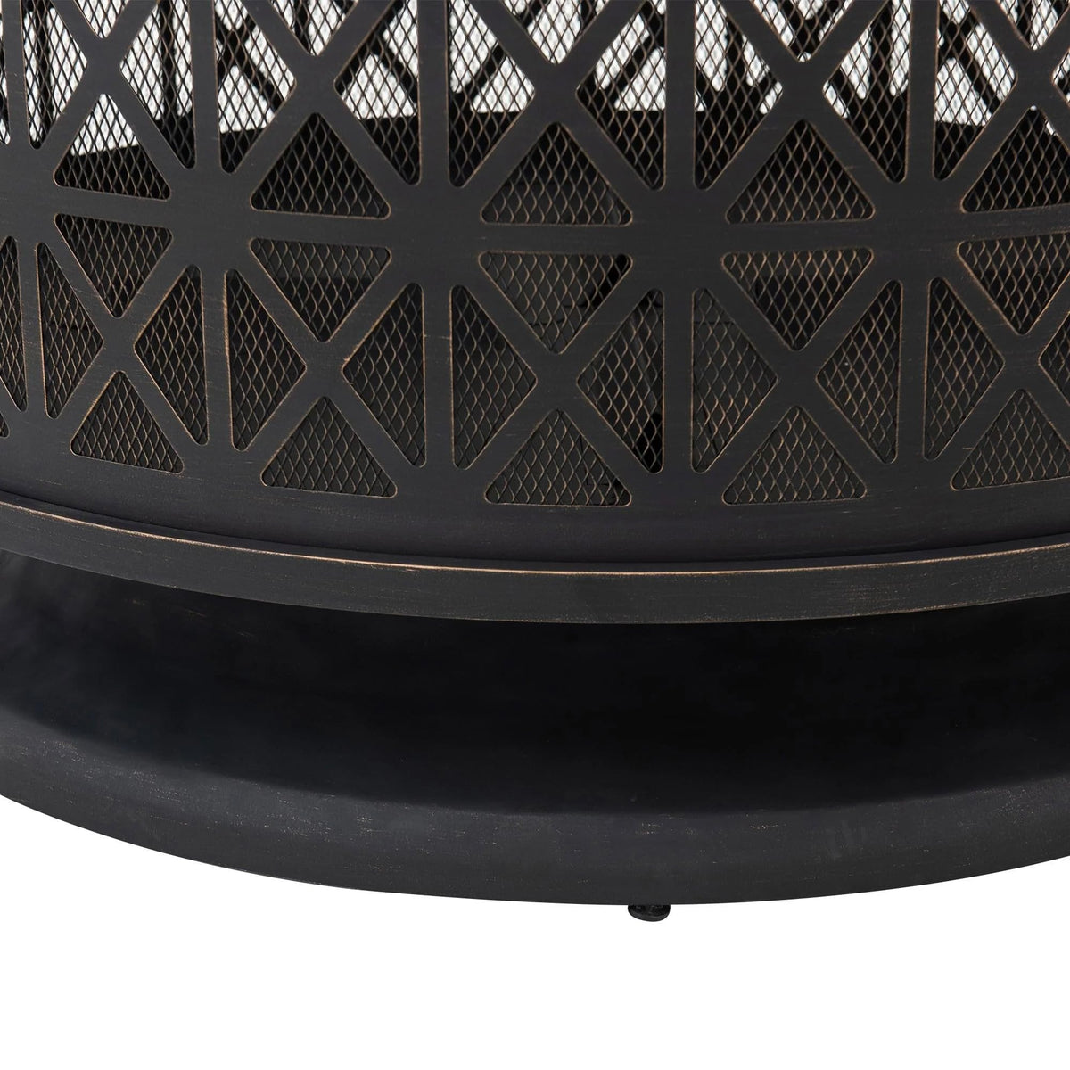 Sunjoy 30 in. Outdoor Fire Pit, Patio Black Round Wood-Burning Steel Firepit Large Fire Pits for Outside with Spark Screen and Fire Poker