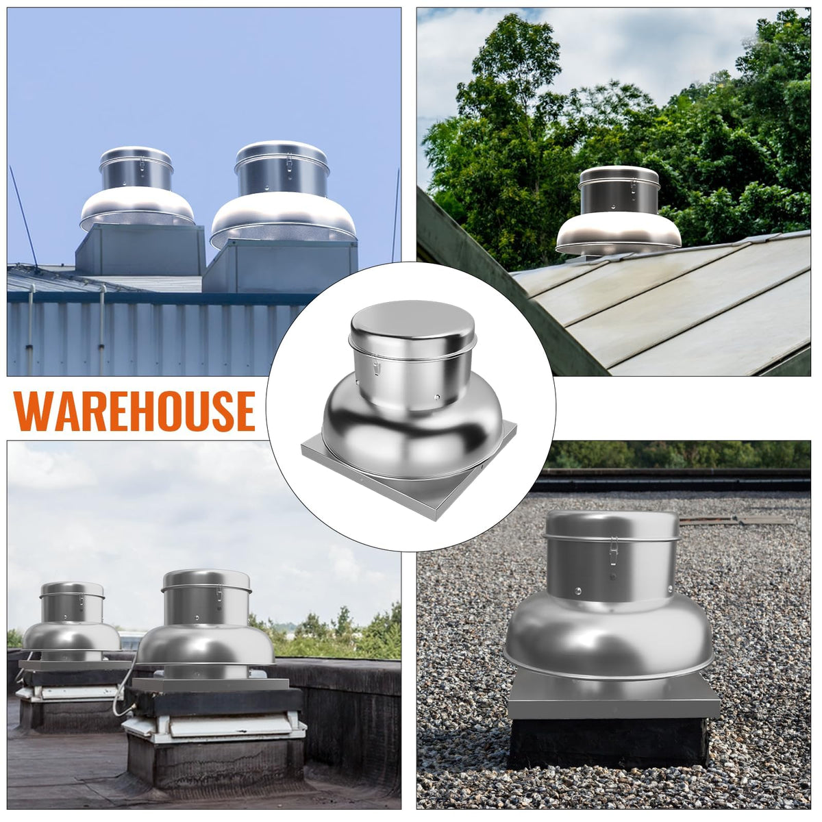 MilleLoom 2400 CFM Upblast Roof Exhaust Fan, High-Speed Direct Drive with Upgraded Motor, 25" Fan Base, Silent Operation Weather-Resistant Ventilation for Restaurants, Factories, Warehouses