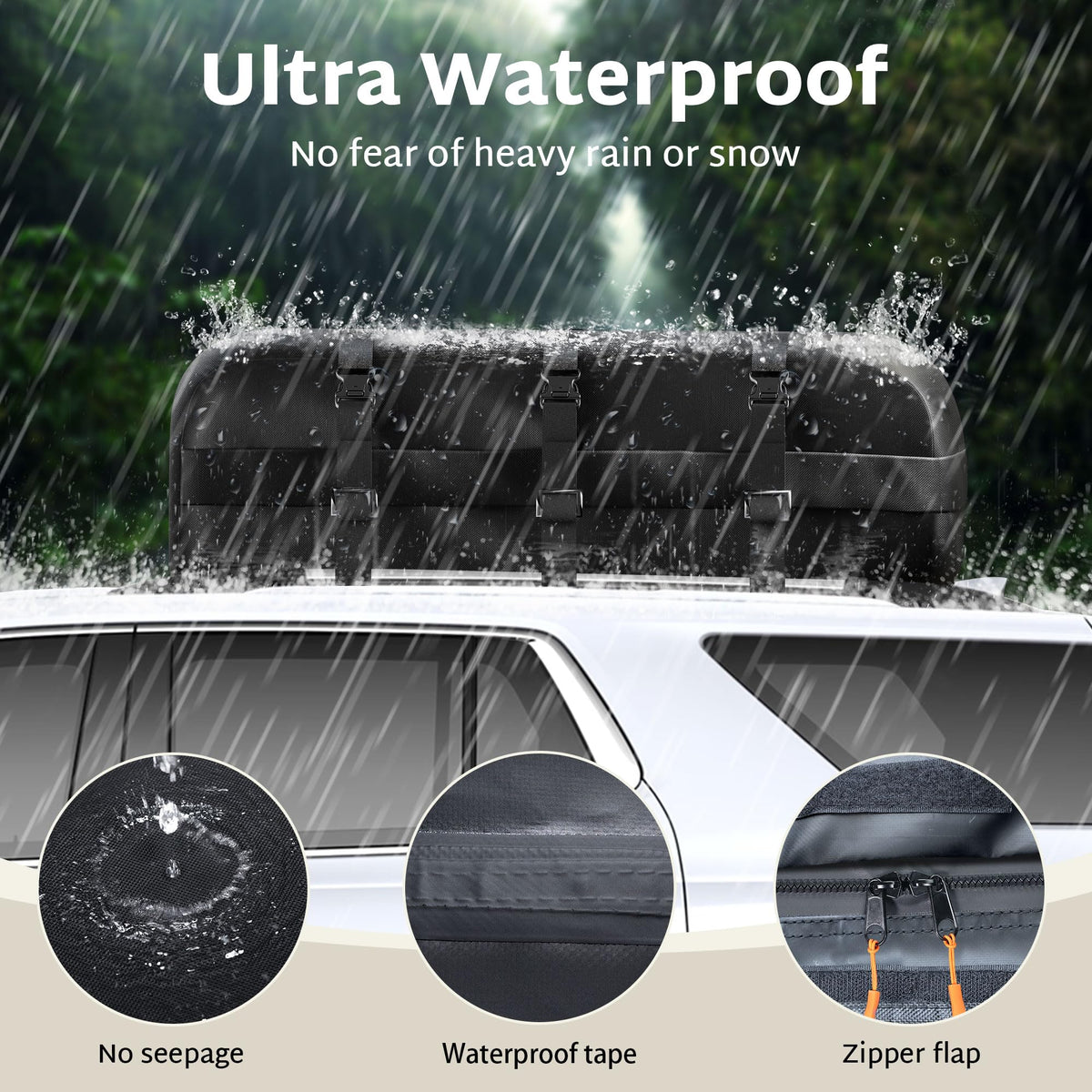 iBirdie Roof Rack Cargo Carrier 32.1 Cubic Feet, XXL Soft-Shell Rooftop Cargo Box, Waterproof Heavy Duty 1200D for Car with/Without Roof Rack, Includes Anti-Slip Mat, Door Hooks, 60x37x25 inches