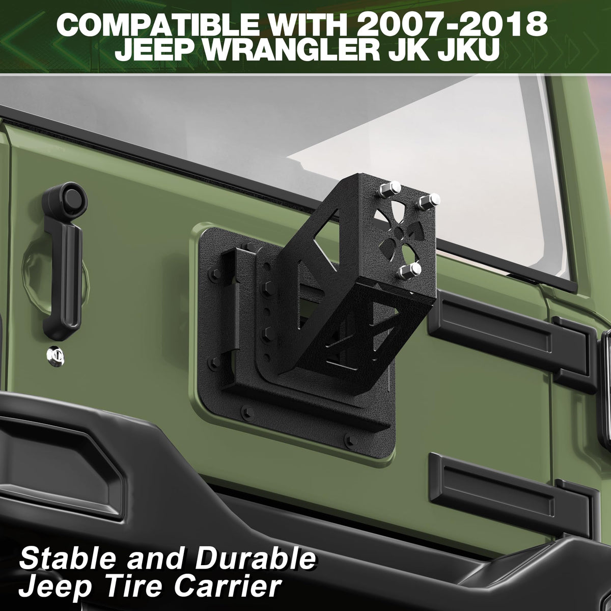 Jeep Wrangler Spare Tire Mount for JK & JKU 2007 - 2018 (2/4 Doors), Carbon Steel Tire Carrier Holds up to 37” Tires, Anti-Rust Dual Coating