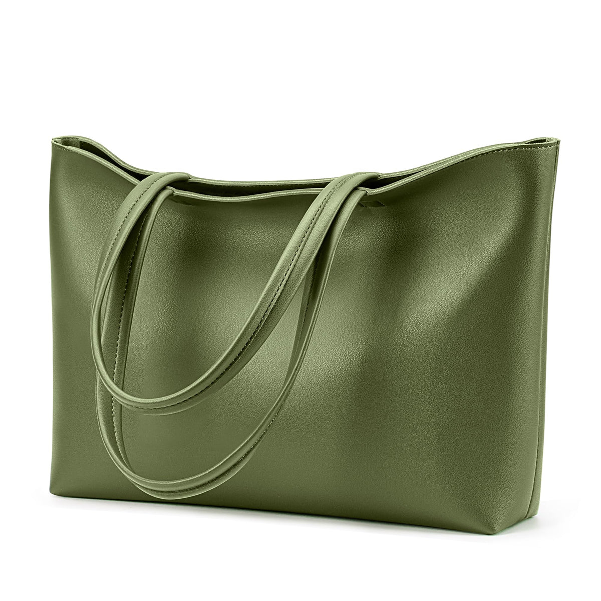 KALIDI Tote Bag Zipper Shoulder Bag Faux Leather Purses for Women Casual Handbag Work Dating College, Green