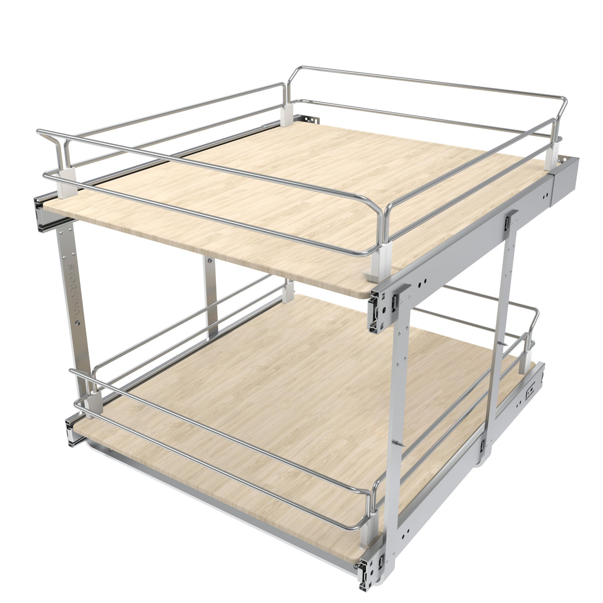 2 Tier Pull Out Cabinet Organizer 20" W X 22" D, Slide Out Drawers For Kitchen Cabinets, Pull Out Drawers For Cabinets Capacity Heavy Duty Caddy, Cabinet Pullout Shelves Wood Chrome, Pantry Storage
