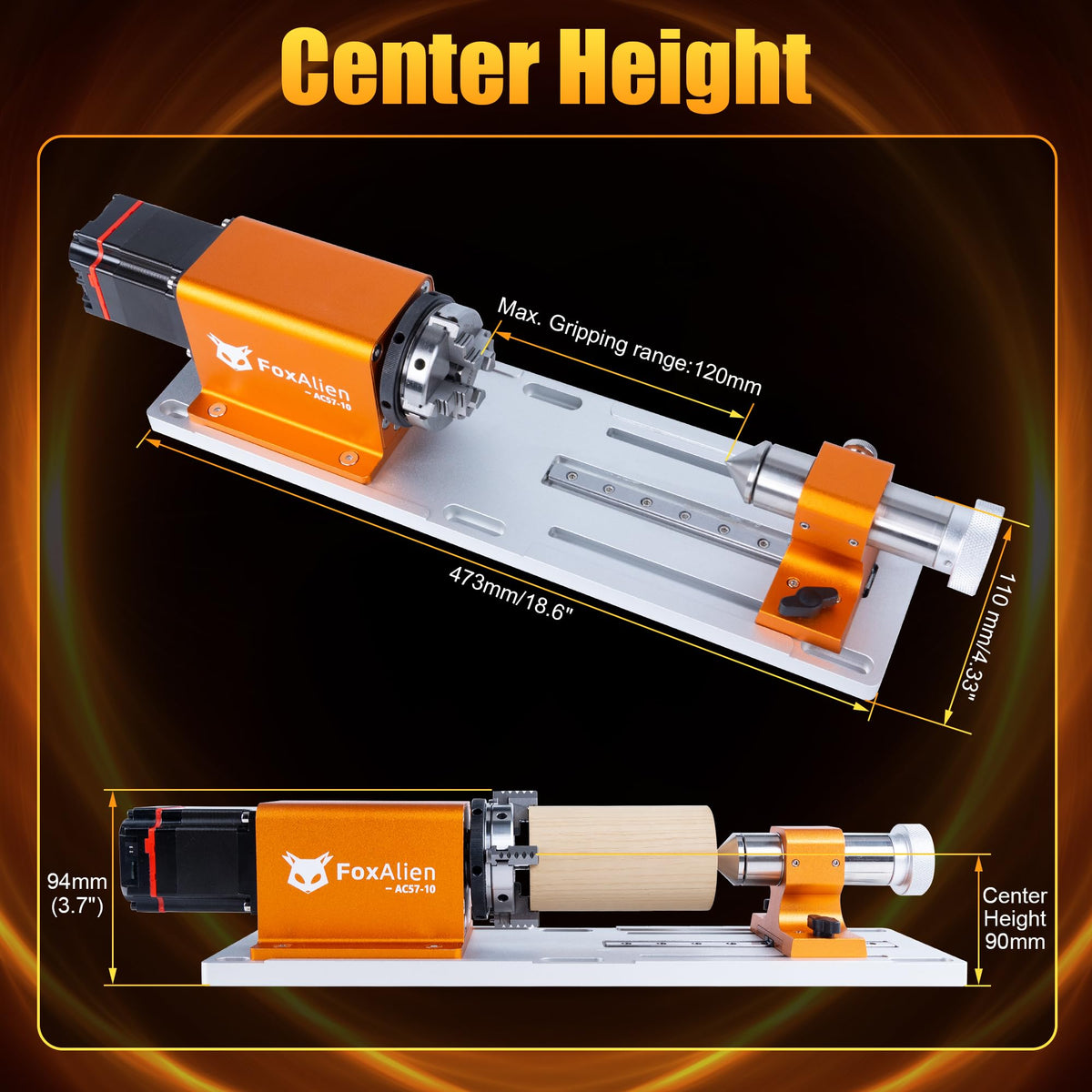 FoxAlien XE-PRO 3-Axis CNC Router Machine + NEMA23 4th Axis Rotary Engraving Module for Engraving Curved Surface and Cylindrical Object