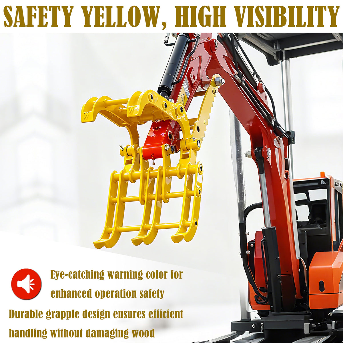 Upgrade Excavator Grapple Attachment for 0.8-1.8 Ton Mini Excavators, Wood Log Grapple with 2 Pins, 3.54in Span & 0.98in Hole, Excavator Grabber for Land Clearing, Logs, Rock, Scrap Handling